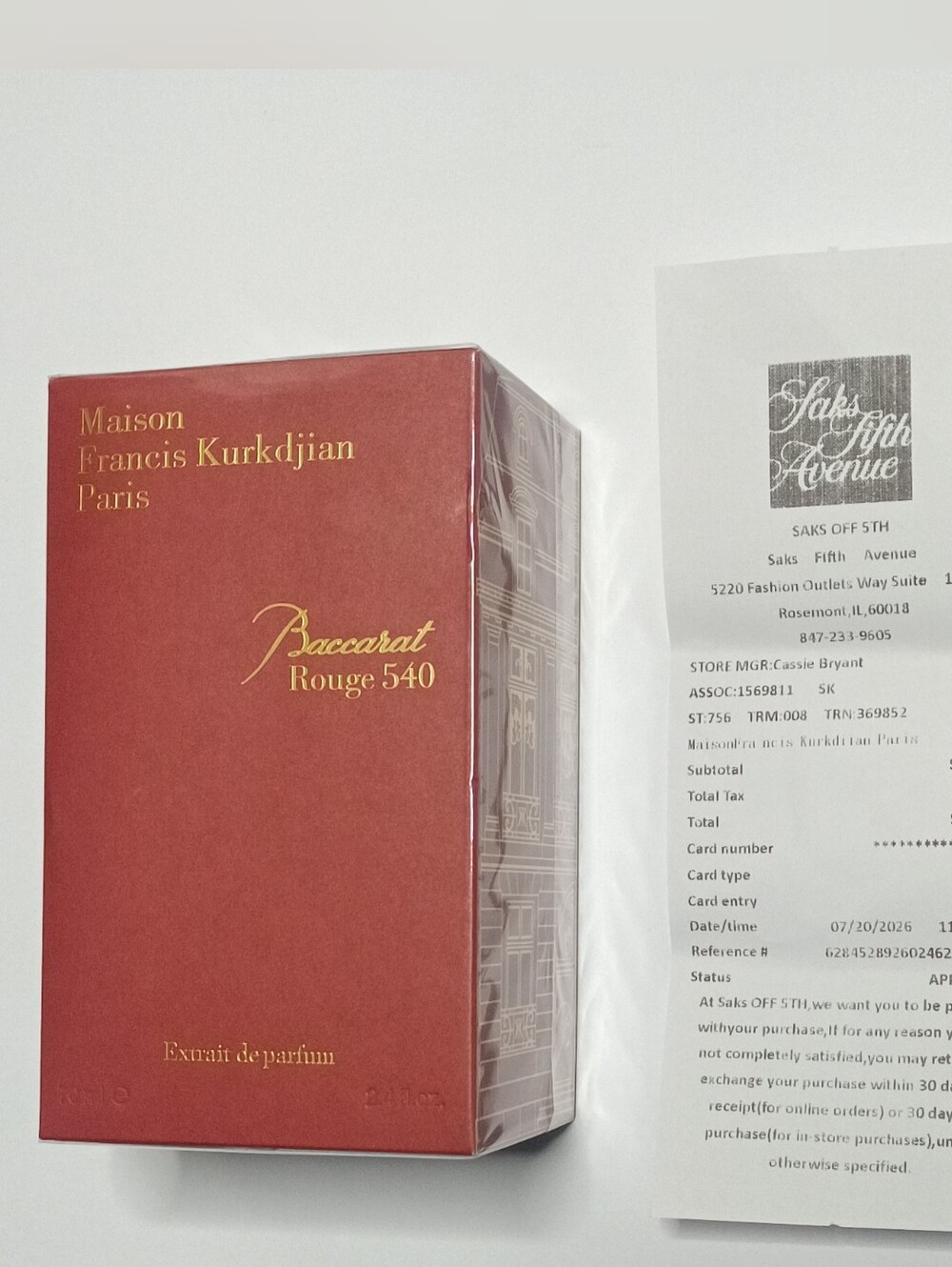 Maison Francis Kurkdjian Baccarat Rouge 540 Box in Deep Red with Gold Accents